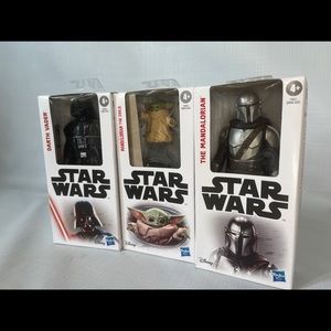 Hasbro ,Disney, Star Wars. 6" Figures. Darth Vader, The Madalorian, & The Child